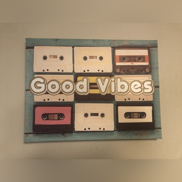 Good Vibes Cassette Tape Decorative Canvas Small Hanging Wall Picture - Picture 8 of 16